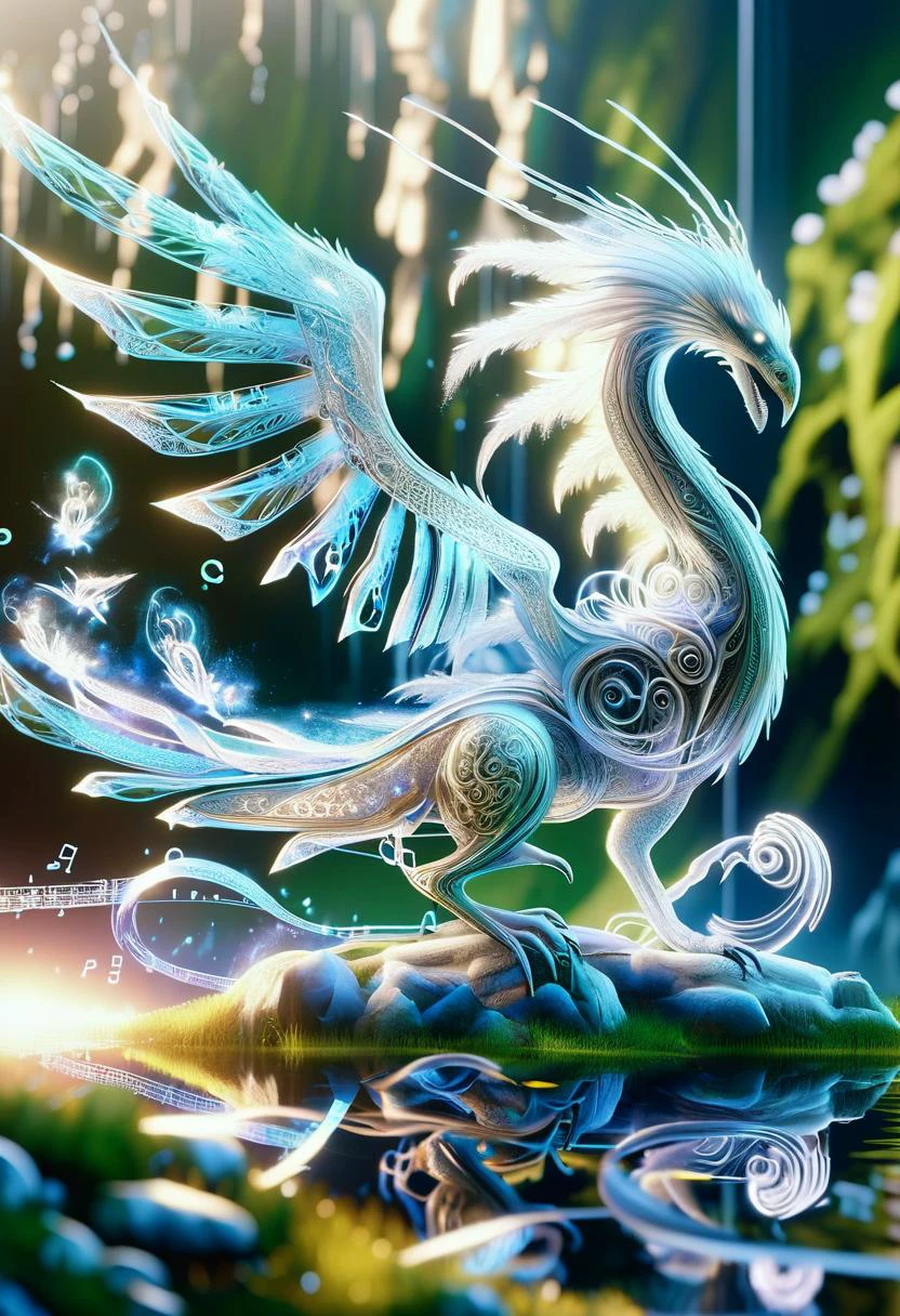hyper detailed masterpiece, dynamic,awesome quality,DonM3lv3nM4g1cXL magic, ,a harmonious deluge necrotic drake-like Seltas Queen wyvern, tendrils, crystalline tails, <lora:DonM3lv3nM4g1cXL-v1.1-000006:1>