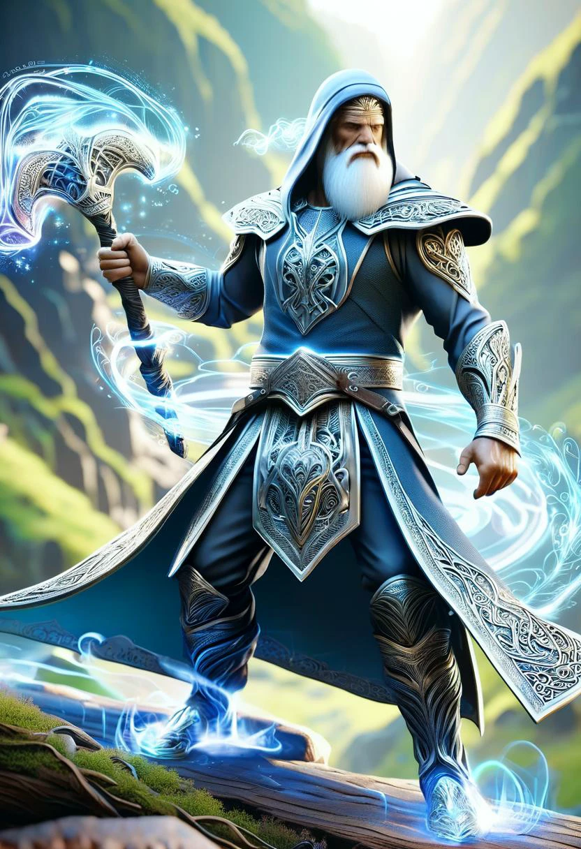 hyper detailed masterpiece, dynamic,awesome quality,DonM3lv3nM4g1cXL magic, ,male agrajag, , bone axe <lora:DonM3lv3nM4g1cXL-v1.1-000006:1>