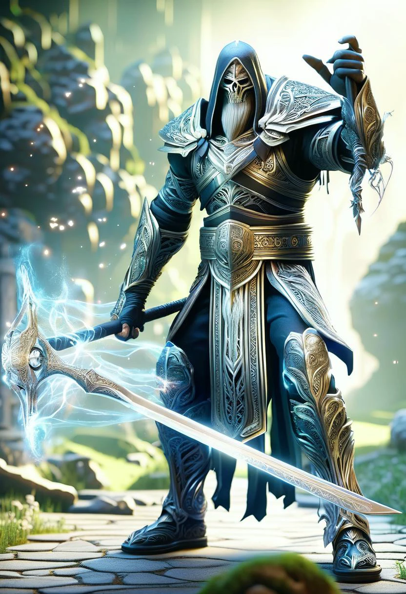 hyper detailed masterpiece, dynamic,awesome quality,DonM3lv3nM4g1cXL magic, ,male ogre kingdoms irongut, , necromancer's scythe <lora:DonM3lv3nM4g1cXL-v1.1-000006:1>