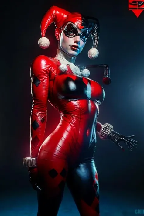 <lora:harleyquinn:1>  harley quinn, <lora:more_details:0.8> camara on face,