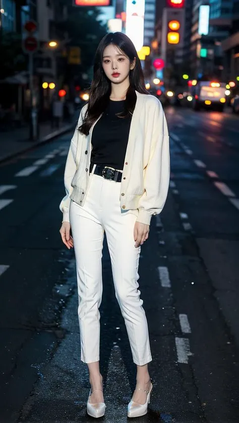 outdoors, city, city lights, skyline, <lora:kpop_makina69_wonyoung_v3.0:1> ,
crop jacket, skinny pants, photography, RAW photo, photo, sharp focus, Canon 5D, Fujifilm, cinematic lighting, professional lighting, natural light, ray tracing, volumetric light, masterpiece, best quality, high quality, highres, ultra highres, 1girl, standing, (full body:1.5), full shot, full length shot, feet, legs, solo, eye contact, shiny eyes, detailed skin, smooth skin, detailed hair, <lora:1.5_perfect hands:1>