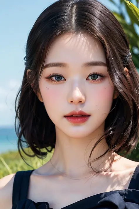 nikon RAW photo,8 k,Fujifilm XT3,masterpiece, best quality, realistic, photorealistic,ultra detailed,1girl,solo,
close up portrait, standing, beautiful blue sky,serene expression, (luxury red dress), surrounded by a sea of grass, sexy pose,
jwy1,   <lora:jwy___v1:0.5>, <lora:makina69_wonyoung_v2.1:0.5><lora:fromis9Jiheon_fromis9JiheonV2:0.38>