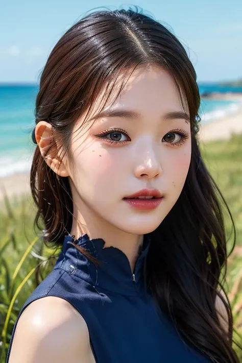 nikon RAW photo,8 k,Fujifilm XT3,masterpiece, best quality, realistic, photorealistic,ultra detailed,1girl,solo,
close up portrait, standing, beautiful blue sky,serene expression, (luxury red dress), surrounded by a sea of grass, sexy pose,
jwy1, <lora:jwy___v1:0.5>, <lora:makina69_wonyoung_v2.1:0.5><lora:fromis9Jiheon_fromis9JiheonV2:0.38>