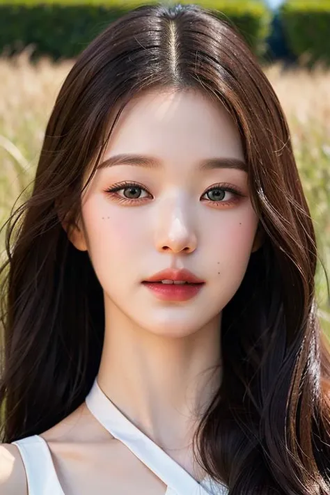 nikon RAW photo,8 k,Fujifilm XT3,masterpiece, best quality, realistic, photorealistic,ultra detailed,1girl,solo,
close up portrait, standing, beautiful blue sky,serene expression, (luxury red dress), surrounded by a sea of grass, sexy pose,
jwy1, <lora:jwy___v1:0.5>, <lora:makina69_wonyoung_v2.1:0.5><lora:fromis9Jiheon_fromis9JiheonV2:0.38>