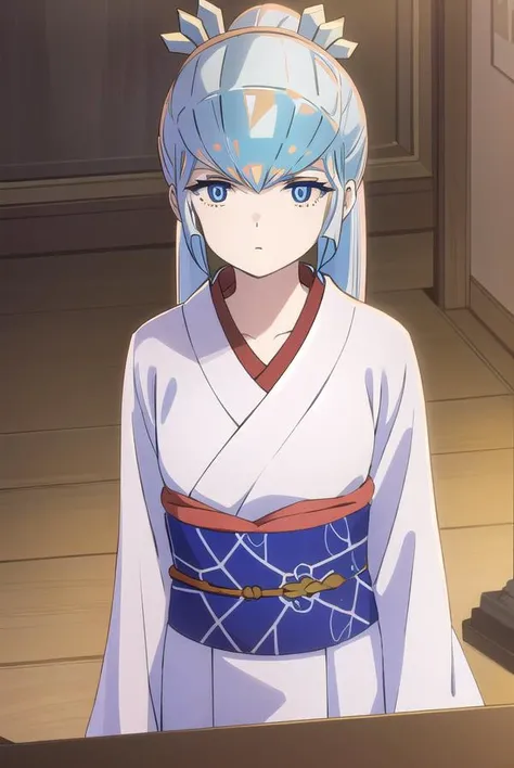 uruseiyatsuraoyuki, <lora:urusei yatsura oyuki s1-lora-nochekaiser:1>,
oyuki, long hair, blue eyes, blue hair, ponytail,
BREAK japanese clothes, kimono, sash, white kimono, obi,
BREAK indoors, classroom,
BREAK looking at viewer, (cowboy shot:1.5),
BREAK <lyco:GoodHands-beta2:1>, (masterpiece:1.2), best quality, high resolution, unity 8k wallpaper, (illustration:0.8), (beautiful detailed eyes:1.6), extremely detailed face, perfect lighting, extremely detailed CG, (perfect hands, perfect anatomy),