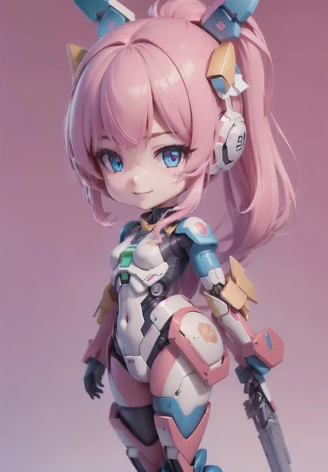 (mobile suit gundam), (gundam), (1girl:1.5),chibi, simple background, girl with gundam equipment layout side view, gundam armor, gundam helmet,
(masterpiece),(best quality),(ultra-detailed),(full body:1.2),(GundamArt style:1),
(beautiful detailed face), (beautiful detailed eyes), swept bangs,
pink hair,blue eyes,gradient hair, low-tied long hair, short ponytail,
eyebrows visible through hair, red gem,smile,solo,
pilot_suit, plugsuit, white_bodysuit, gloves, hair_ornament, bracer, mecha, armor
cyborg, mecha musume,