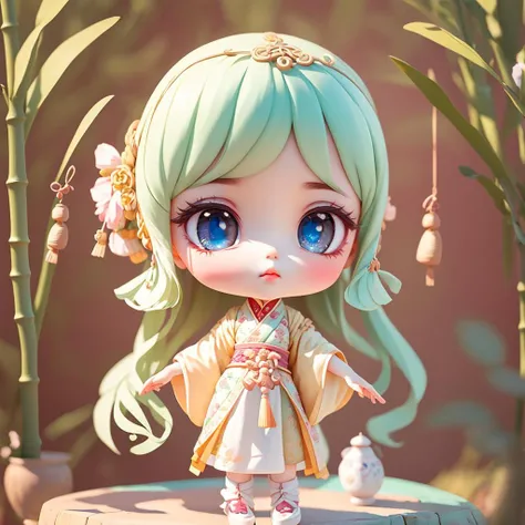 <lora:blindbox_V1:1>,(masterpiece),(best quality),(ultra-detailed), (full body:1.2), (studio background),(clean background),(blurry background), 1girl, chibi, (beautiful detailed face), (beautiful detailed eyes), pastel color,song hanfu,chinese tradional clothes,inSuzhou garden, bamboo,soft focus