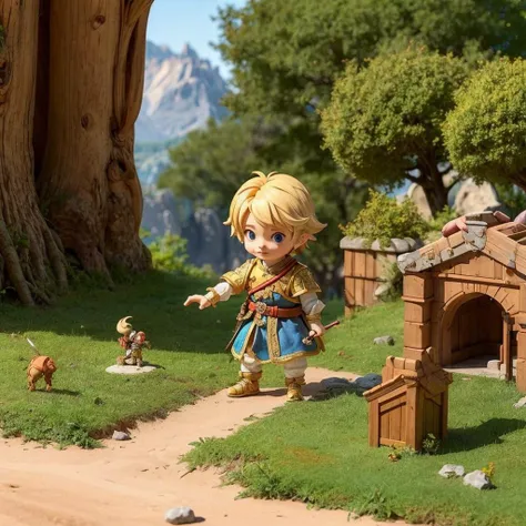 chibi, full body, figure, 1male, TRPG, Dungeons and Dragons, diorama, on the gameboard, a young prince must find and destroy an ancient relic that has cursed his family for generations, <lora:blindbox_v3:1.2>, <lora:flat2:-1>