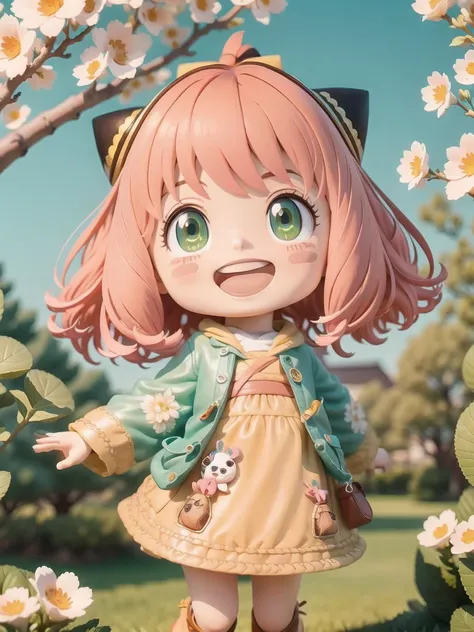 (masterpiece),(best quality),(ultra-detailed), (full body:1.2),
ania,chibi,cute, smile, open mouth,
flower, outdoors, ((playing with a cute dog)), black beret, sundress, blush, tree, :3, shirt, short hair, cherry blossoms, orange headwear, blurry, brown hair, blush stickers, long sleeves, bangs, pink hair, (yellow flower),
(beautiful detailed face), (beautiful detailed eyes), solo, genshin impact, Demon wings,
<lora:blindbox_V1Mix:1> <lora:SPYFAMILYAnyaForger_AnimefullLatestPruned:1>