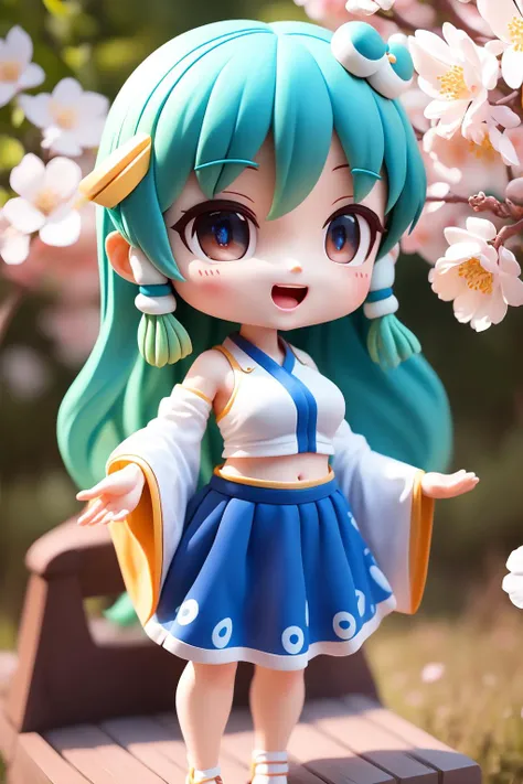 (masterpiece),(best quality),(ultra-detailed), (full body:1.2), 1girl,chibi,cute, smile, gohei, holding,
kochiya_sanae, solo, Touhou, bare_shoulders, blue_skirt, detached_sleeves, frog_hair_ornament, hair_ornament, hair_tubes, navel, nontraditional_miko, skirt, snake_hair_ornament, white_shirt, wide_sleeves,
open mouth, outdoors, shrine, :3, cherry blossoms, blurry, (beautiful detailed face), (beautiful detailed eyes), <lora:blindbox_v1_mix:1>, <lora:kochiya_sanae_7200:0.7>