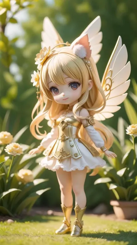 ((best quality)), ((masterpiece)), ( extreme detailed, highest detailed, official art, beautiful and aesthetic:1.2), depth, composition <lora:blindbox_v1_mix:1>, FULL BODY, CHIBI, Cute, (beautiful and detailed eye:1) , smilling, bokeh, bloom, blurred background , fairy, angel, (full body:1.5), photography, cinematic lighting, golden ratio