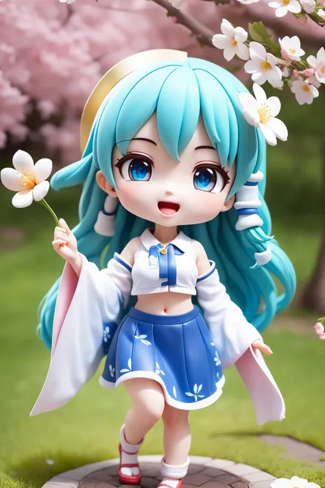 (masterpiece),(best quality),(ultra-detailed), (full body:1.2), 1girl,chibi,cute, smile,
kochiya_sanae, solo, Touhou, bare_shoulders, blue_skirt, detached_sleeves, frog_hair_ornament, hair_ornament, hair_tubes, navel, nontraditional_miko, skirt, snake_hair_ornament, white_shirt, wide_sleeves,
open mouth, outdoors, shrine, :3, cherry blossoms, blurry, (beautiful detailed face), (beautiful detailed eyes), <lora:blindbox_v1_mix:1>, <lora:kochiya_sanae_7200:0.7>