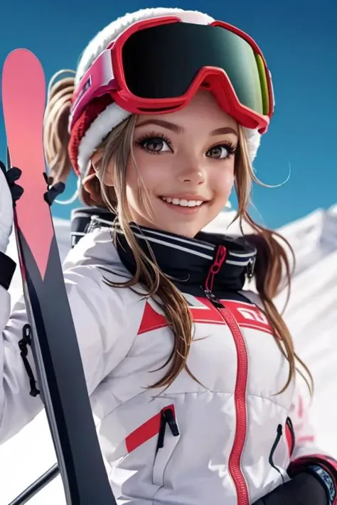 (masterpiece),(best quality),(ultra-detailed),chibi,cute, smile, <lora:Eileen:0.9>,1girl,solo, <lora:blindbox:0.5>, ski goggles, skis