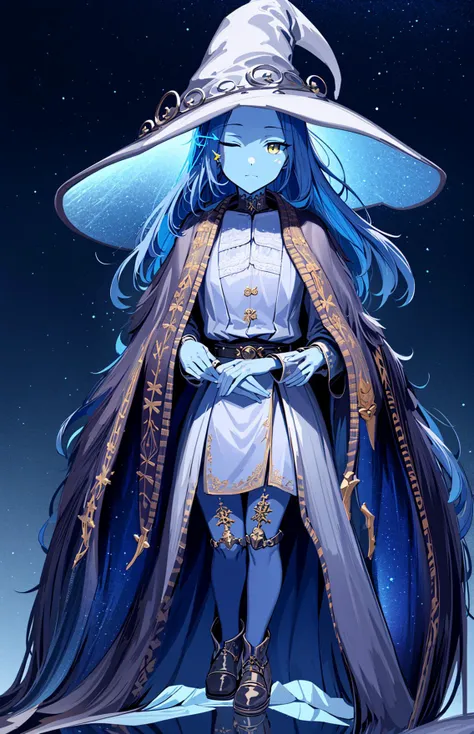 ranni the witch, one eye closed, witch hat, dress, (extra arms:1.2), solo, ring, fur cloak, white dress, large hat, white headwear, blue lips <lora:ranni_v1-000008:0.8>masterpiece, best quality, ultra-detailed, city, street, gothic, steampunk, illustration, 1girl, (solo), platinum long hair, boots, from behind, vintage, antique, brass, metal, gears, machinery, ornate, elegant, classic, sophisticated, refined, poised, contemplative, thoughtful, curious, mysterious, enigmatic, magical, watchful, intelligent, bookish, contrast, perspective, depth, texture, detail, realism, impressionistic, expressionistic, abstract, surrealistic, innovative, experimental, unique, atmosphere, ambiance, mood, nostalgia, historical, cultural, technological, industrial, fantasy, imagination, creativity, artistry, craftsmanship, skill, precision, detail, composition, balance, harmony, rhythm, colorful, darker, reflection, refraction, foreground, middle ground, background, vanishing point, horizon line, focal point, naturalistic, figurative, representational,