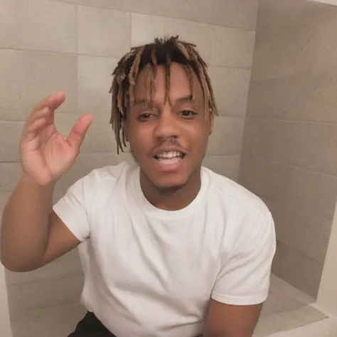 juicewrld, male focus, solo, photo background, blue dreadlocks <lora:juicewrld-10:0.8>
