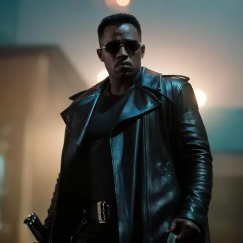 cinematic film still of Blade the daywalker
<lora:Blade the daywalker:1>
Blade the daywalker a man in a leather jacket holding a sword
<lora:Vampire-000003:1.2> , shallow depth of field, vignette, highly detailed, high budget, bokeh, cinemascope, moody, epic, gorgeous, film grain, grainy
