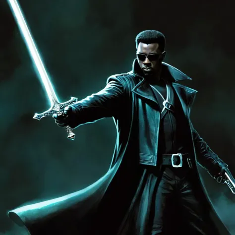 Dark Fantasy Art of Blade the daywalker
<lora:Blade the daywalker:1>
Blade the daywalker a man with a sword and a gun
<lora:Vampire-000003:1> , dark, moody, dark fantasy style