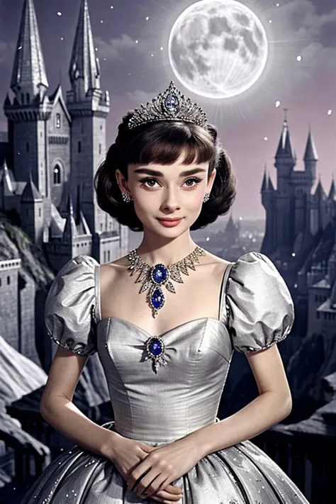 <lora:AudreyHepburn_v1-000014:.9> AudreyHepburn, focus on eyes, close up on face, laughing, wearing jewelry, light fuchsia hair styled french braid ponytail