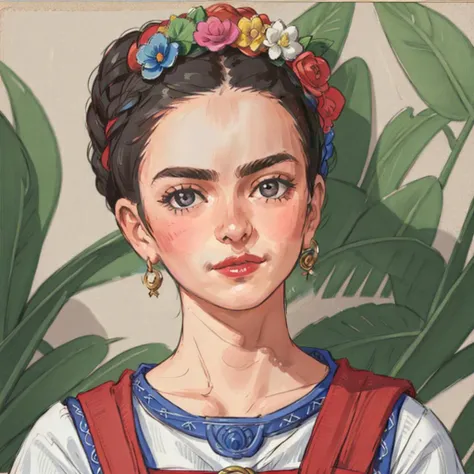 <lora:Frida_Kahlo_by_DevDope-000009:0.3> a closeup of Frida Kahlo