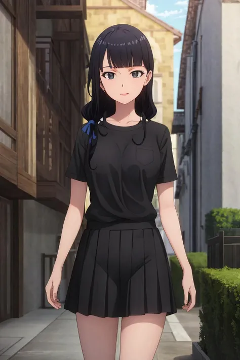 ((masterpiece, high quality, highres,))
outdoors,looking at viewer,
mari, black shirt, black skirt, <lora:Kurokawa_Mari:0.8>