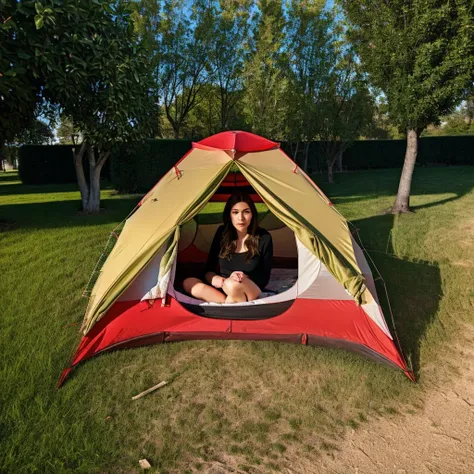 photograph, 1girl,(inside bivouac tent), cimetery,Fujifilm XT3, Depth of field 100mm, art by P. Horst,masterpiece, best render, high res, best resolution, 4k, 8k, super great render, ((photorealistic)), great colors, <lora:Bike_trip-000006:0.8> <lora:allfoursv1:1>