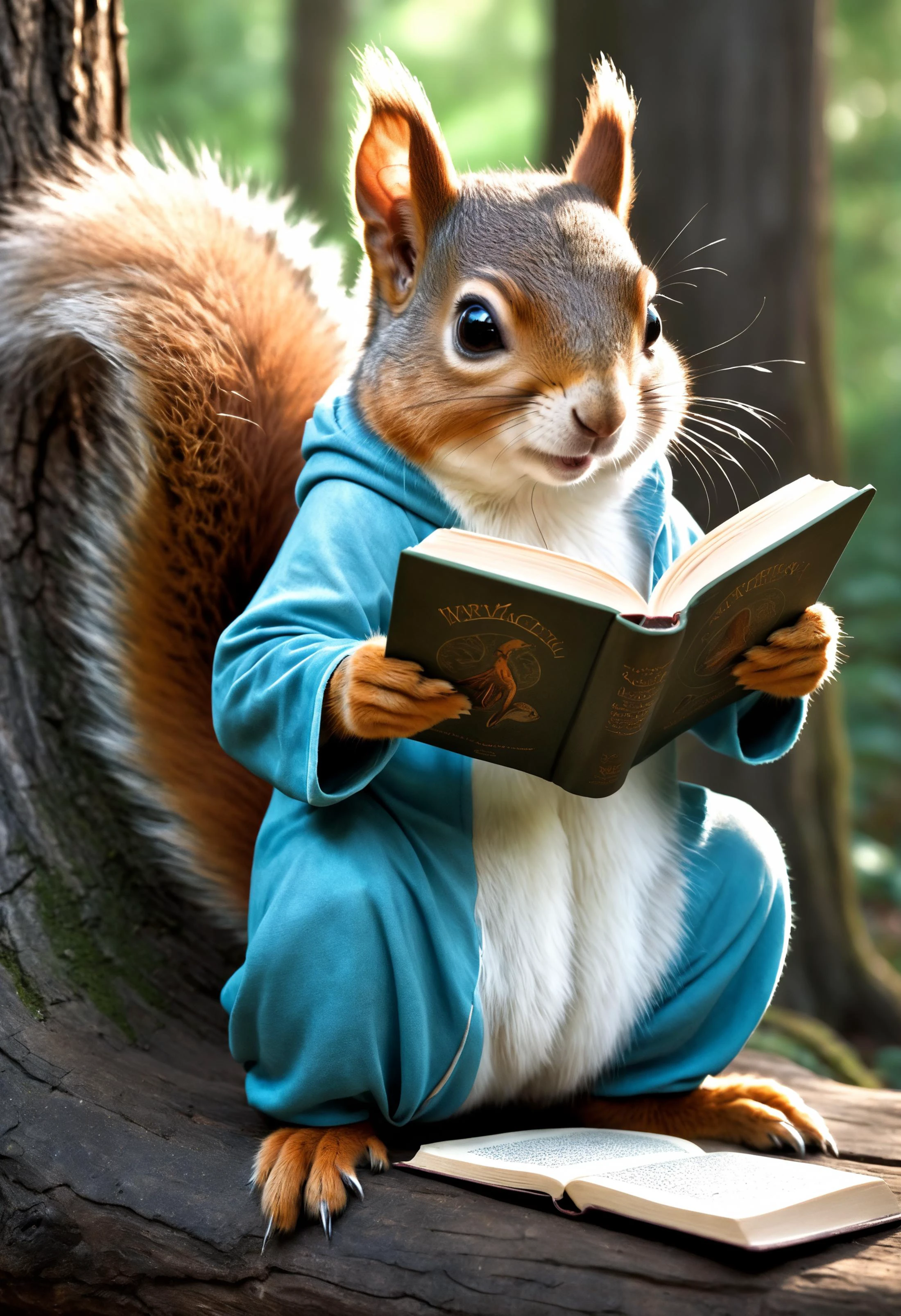 high detail, photo realism, natural skin texture, skin details, natural pores, pale and natural,
digital art, a cute squirrel mage, mystical aura, reading a book, waterbender, fantasy
low contrast, soft cinematic light, soothing tones, HDR,