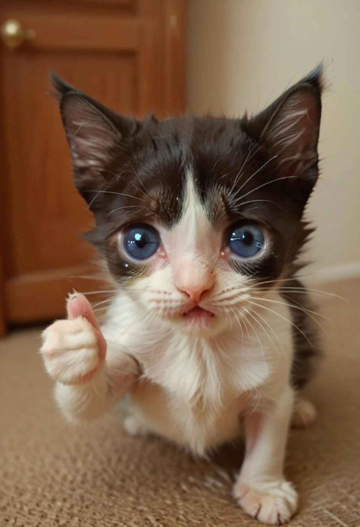 score_9, score_8_up, score_7_up, score_6_up, score_5_up, score_4_up, houdinangel, cat, animal focus, thumbs up, teary eyed