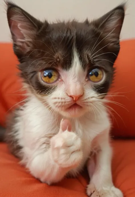 score_9, score_8_up, score_7_up, score_6_up, score_5_up, score_4_up, houdinangel, cat, animal focus, thumbs up