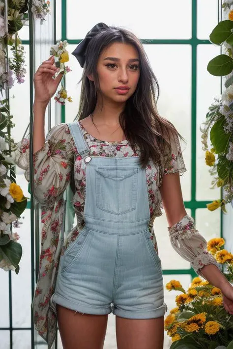DEN_ambergianna,
(in a giant glass green house filled with exotic flowers and plants wearing overalls and a bandana walking through the flowers, arboretum, green house, glass, plants, flowers:1.2),
bokeh, f1.4, 40mm, photorealistic, raw, 8k, textured skin, skin pores, intricate details <lora:epi_noiseoffset2:1>, epiCRealism <lora:ClothingAdjuster3:-1>