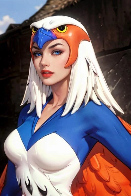 straight-on,pose,looking at viewer,solo, BREAK, 
CARTOON_Sorceress_heman_90s_ownwaifu, www.ownwaifu.com,
breasts, long hair, medium breasts, white hair, lips, makeup, lipstick, blue eyes, monster girl, nose, red lips, animification, 
wings, feathered wings, feathers, white hair, angel wings, white wings, harpy, leotard, winged arms, bird, bird wings, helmet, multiple wings, 
<lora:CARTOON_Sorceress_heman_90s_ownwaifu-15:1>, BREAK, official art,extremely detailed CG unity 8k wallpaper, perfect lighting,Colorful, Bright_Front_face_Lighting,shiny skin, (masterpiece:1.0),(best_quality:1.0), ultra high res,4K,ultra-detailed, photography, 8K, HDR, highres, (absurdres:1.2), Kodak portra 400, film grain, blurry background,(vibrant_color:1.2),professional photograph,