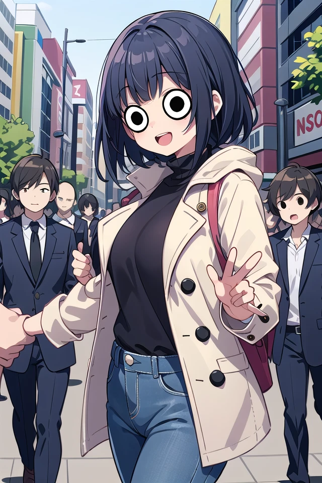 <lora:hotarueye_comic4_v200:1>, insanely detailed, absurdres, ultra-highres, ultra-detailed, best quality,
1girl, solo, nice hands, perfect hands,
BREAK
pea coat, turtleneck, straight pants
BREAK
happy smile, laugh, open mouth, standing,
,
cute pose, cowboy shot,
BREAK
slender, kawaii, perfect symmetrical face, ultra cute girl, ultra cute face, ultra detailed eyes, ultra detailed hair, ultra cute, ultra beautiful,
BREAK
in harajuku, shibuya, tokyo, street, crowd, cityscape,
BREAK
medium breasts,
(turquoise blue medium hair, black eyes),