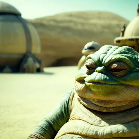 cinematic film still of <lora:star wars style:1.2>
In star wars universe Jabba the Hutt creature star wars style, shallow depth of field, vignette, highly detailed, high budget, bokeh, cinemascope, moody, epic, gorgeous, film grain, grainy