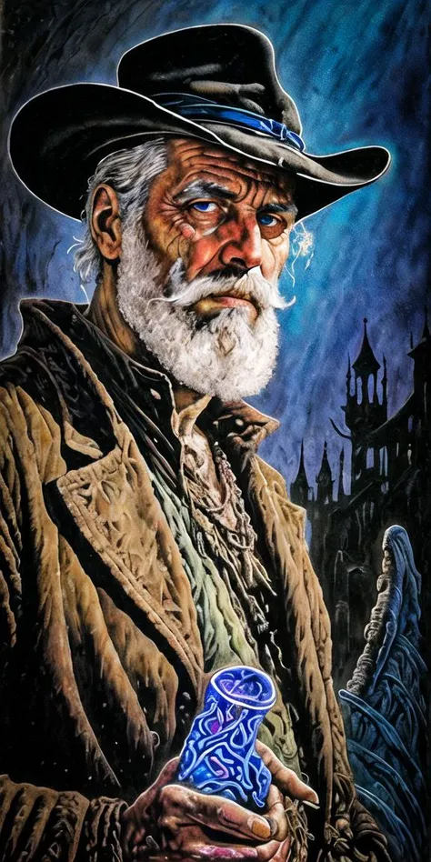 <lora:methurlant:0.7>, methurlant, an old landknt with a serious look on his face, with a hat, beard, mustache, Snow, , Cracked egg,Shadows, Tenebrous,Spooky, (Split-complementary:1.1), (Symmetry:1.1), (Tempera:1.1), (Neon light:1.2), Marble, Cylinder, ultra detailed, intricate, oil on canvas, dry brush, (surrealism:1.1), (disturbing:1.1) <lora:landknt:0.66>