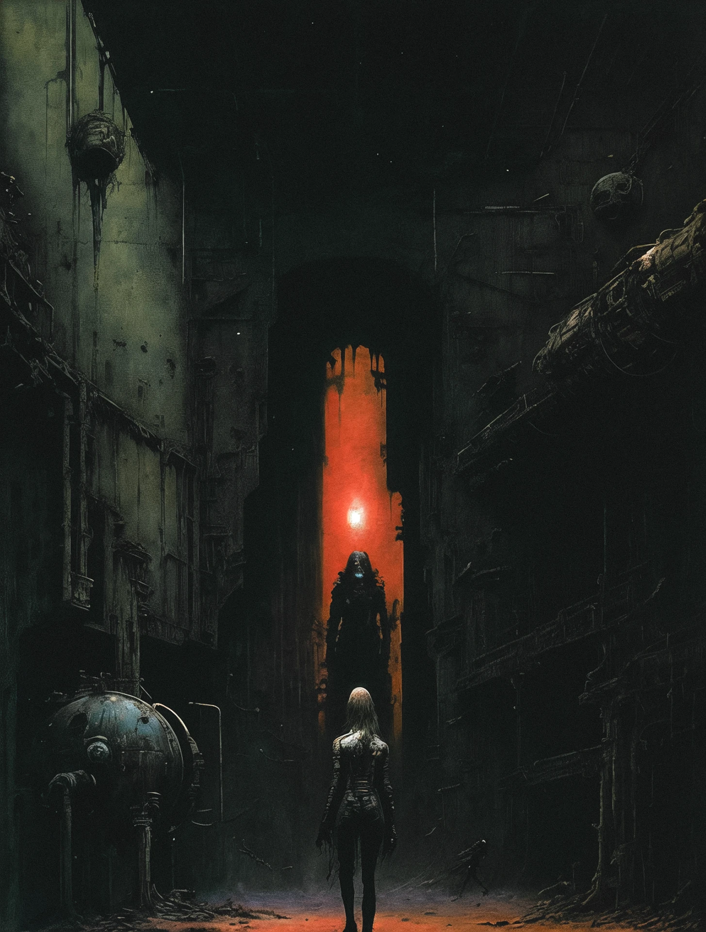 close up view of a (sks woman:1) walking inside an abandoned space station,
sci-fi, horror, intricate details, high contrast,
(artwork by Beksinski, methurlant),
<lora:methurlant:0.6>,
<lyco:locon_emmastone_v1_from_v1_64_32:1.4>