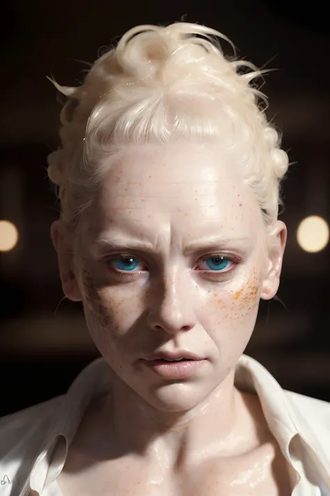 (extreme closeup:1.3) portrait albino woman upsweep updo button shirt large freckles at a cantina sitting bar (masterpiece:1.5) (photorealistic:1.1) (bokeh) (best quality) (detailed skin texture pores hairs:1.1) (intricate) (8k) (HDR) (wallpaper) (cinematic lighting) (sharp focus)
methurlant
<lora:methurlant:0.3>