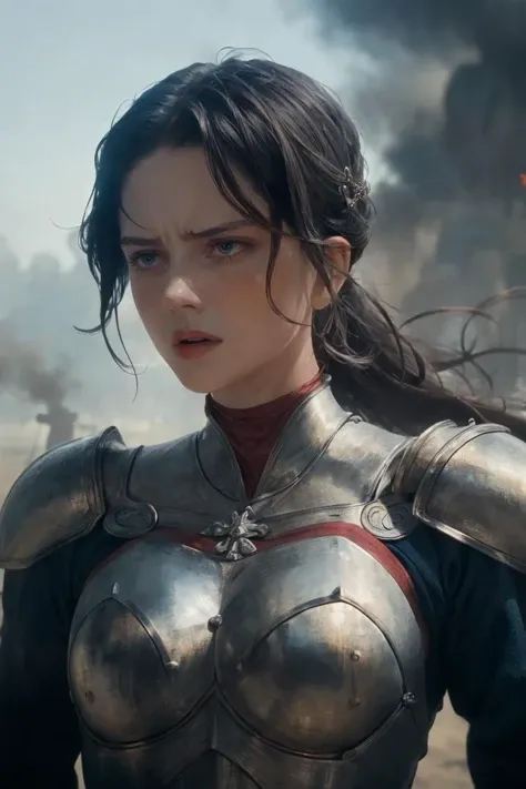 (movie still:1.25), face close-up shot, 1girl, (medieval era:1.25), princess warrior, metal armor, at battlefield, angry expression, soft colors, bokeh, masterpiece, high quality, (high detailed skin:1.1)
<lora:supergirl_the_flash_lora_v01:0.9> 5up3r