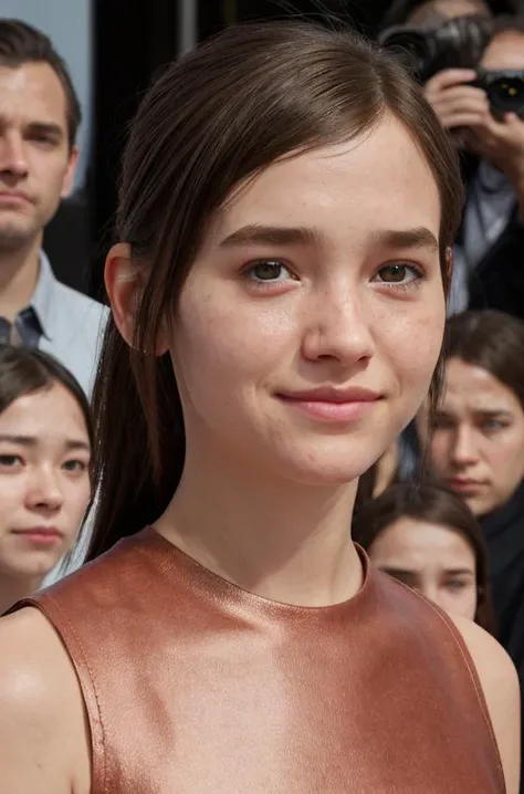 photo,face portrait, sony a7, 50 mm lens, (face closeup:1.1)
skinny (14 years old girl), ellie from the last of us,<lora:lora_TLOU_EW_5thAnyLORA:0.4>,
movie premiere gala, with photographers, public, <lyco:public_v3.0-locon:0.6>,by night
(from above angle:0.8), (smile:1),
in a balenciaga shiny (trapezoid dress:1.1), sleeveless, eyeliner,
(profile:1.3)(looking at the viewer:1.3), standing (contrapposto:1.3),