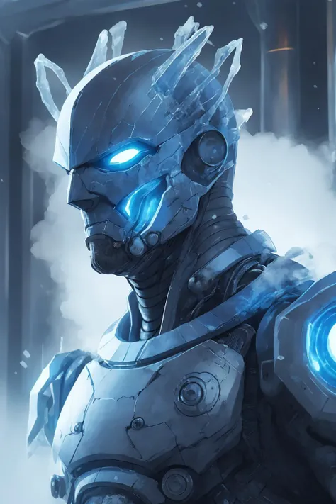 <lora:d3fr0:0.8> d3fr0 style, close up portrait, male, human, wearing armor, cryogenic chamber