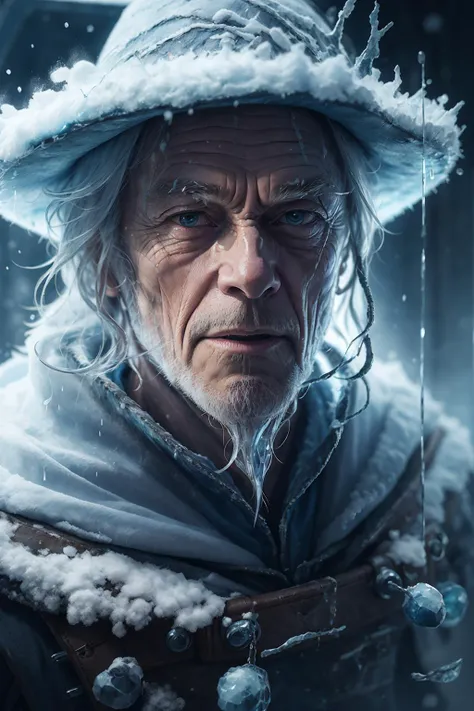 <lora:d3fr0:1> close up portrait, d3fr0 style gandalf, cryogenic chamber