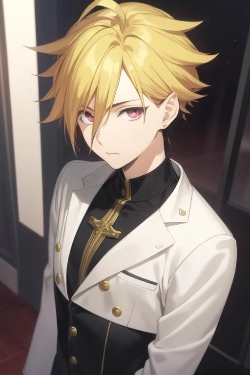 masterpiece, best quality, high quality, 1boy, solo, male focus, looking at viewer, upper body, <lora:kuga_terunori:0.70>, kuga_terunori, blonde hair, multicolor hair