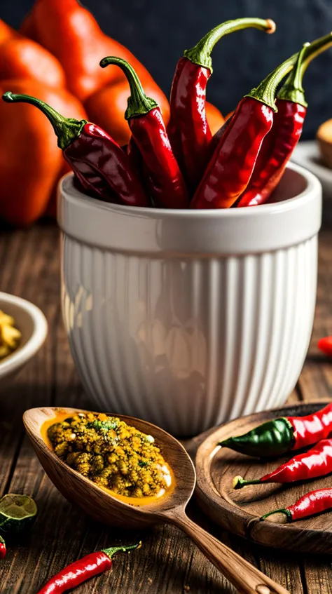 (masterpiece:1.2), (best quality), (ultra detailed), (8k, 4k, intricate),(highly detailed:1.2), (detailed background),
<lora:more_details:0.5> <lora:food:0.7>foodstyle, food
hot peppers on table,
blurry, Bokeh depth of field, food focus