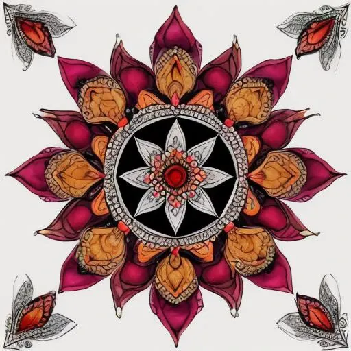 Watercolor painting dessine moi un mandala rouge . Vibrant, beautiful, painterly, detailed, textural, artistic