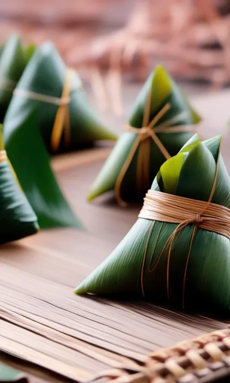 zongzi, no humans,blurry,depth of field,scenery,blurry background,, best quality,High Quality,realistic,RAW photo,masterpiece,8k,insane details,High detail,hyperdetailed, Lighting,Master Lighting,film grain,<lora:cnfood-XL:1>