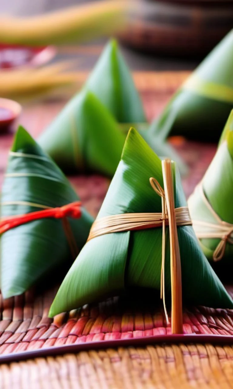 zongzi, no humans,blurry,depth of field,scenery,blurry background,, best quality,High Quality,realistic,RAW photo,masterpiece,8k,insane details,High detail,hyperdetailed, Lighting,Master Lighting,film grain,<lora:cnfood-XL:1>