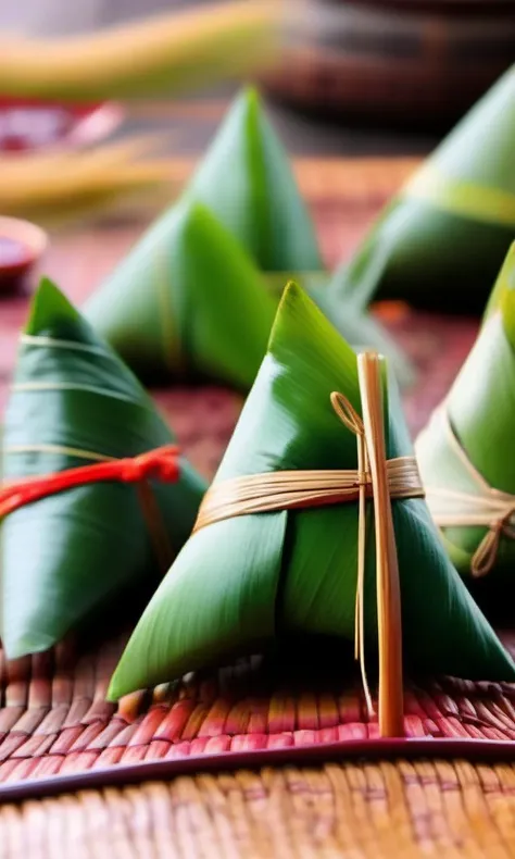zongzi, no humans,blurry,depth of field,scenery,blurry background,, best quality,High Quality,realistic,RAW photo,masterpiece,8k,insane details,High detail,hyperdetailed, Lighting,Master Lighting,film grain,<lora:cnfood-XL:1>