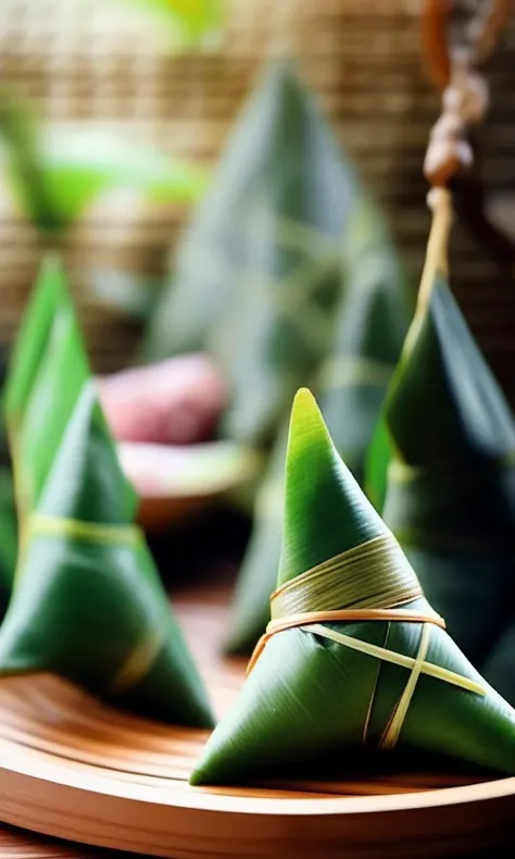 zongzi, no humans,blurry,depth of field,scenery,blurry background,, best quality,High Quality,realistic,RAW photo,masterpiece,8k,insane details,High detail,hyperdetailed, Lighting,Master Lighting,film grain,<lora:cnfood-XL:1>