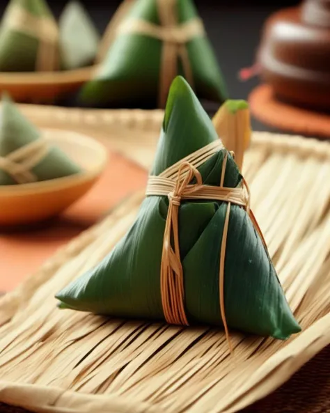 zongzi, no humans,blurry,depth of field,scenery,blurry background,, best quality,High Quality,realistic,RAW photo,masterpiece,8k,insane details,High detail,hyperdetailed, Lighting,Master Lighting,film grain,<lora:cnfood-XL:1>