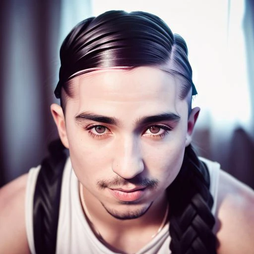 emb_tupac, african american man, (white fade hair:1.38), gentle smile, the witcher, geralt of rivia cosplay, photo, DSLR, 50mm, 35mm