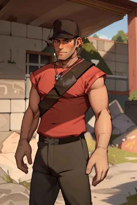 (masterpiece, best quality), intricate details,
1boy, male,  red shirt, brown hat, brown pants, <lora:tf2scoutlorav1:0.8> tf2scout,    <lora:ticktockLora:0.8> scout_tf2,  by GenerIButtNaked, by Hazylulu, by machosoldier, by NCalabby, by remert, by sniperstalker,  muscular, hairy chest,