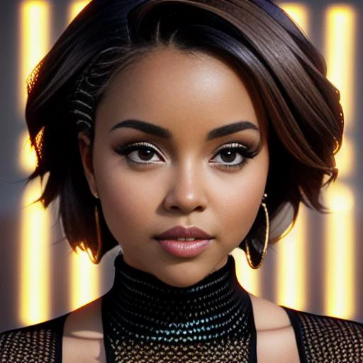 a photo portrait of a beautiful woman, fashion clothing, short hair, art by sierra2024 <lora:epiNoiseoffset_v2Pynoise:1>, best quality masterpiece, photorealistic, detailed, 8k, HDR, shallow depth of field, broad light, high contrast, backlighting, bloom, light sparkles, chromatic aberration, sharp focus, RAW color photo, cinematic lighting, octane render, volumetric lighting